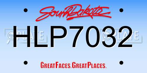 HLP7032 South Dakota License Plate