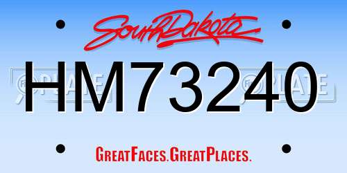 HM73240 South Dakota License Plate