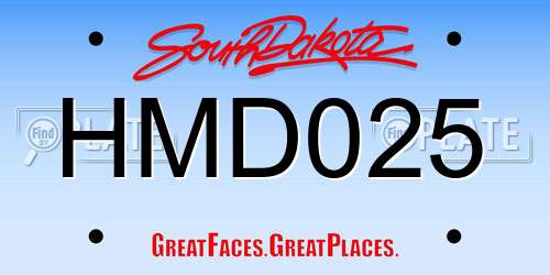 HMD025 South Dakota License Plate
