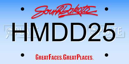 HMDD25 South Dakota License Plate