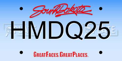 HMDQ25 South Dakota License Plate