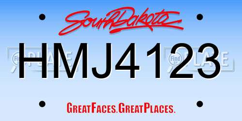 HMJ4123 South Dakota License Plate