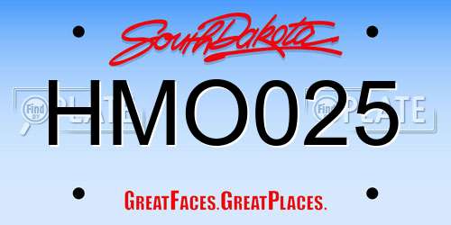 HMO025 South Dakota License Plate