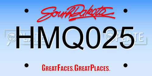 HMQ025 South Dakota License Plate
