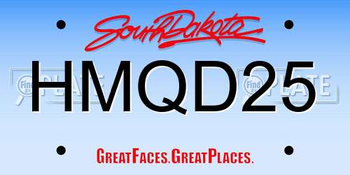 HMQD25 South Dakota License Plate