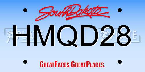 HMQD28 South Dakota License Plate