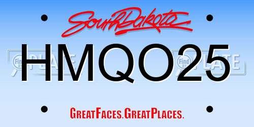 HMQO25 South Dakota License Plate