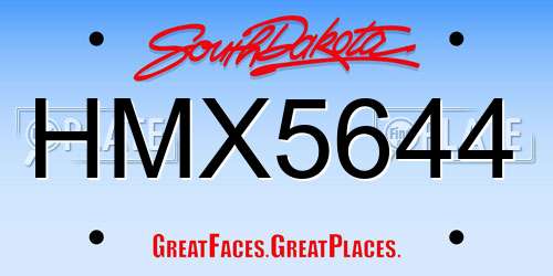 HMX5644 South Dakota License Plate