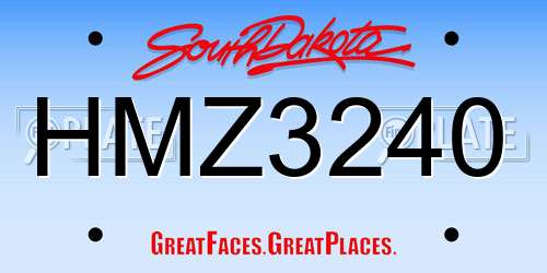 HMZ3240 South Dakota License Plate