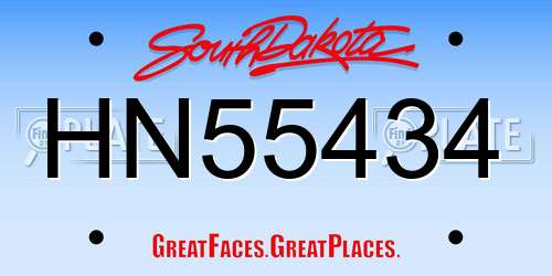 HN55434 South Dakota License Plate