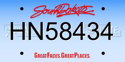 HN58434 South Dakota License Plate