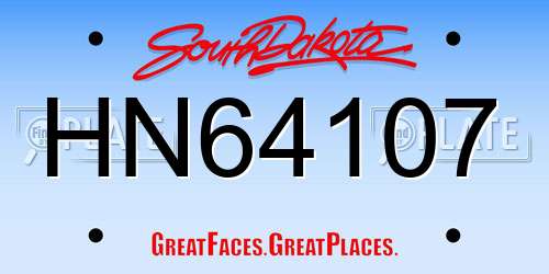 HN64107 South Dakota License Plate