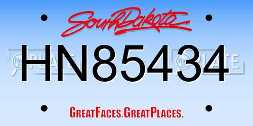 HN85434 South Dakota License Plate