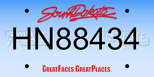 HN88434 South Dakota License Plate