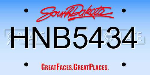 HNB5434 South Dakota License Plate