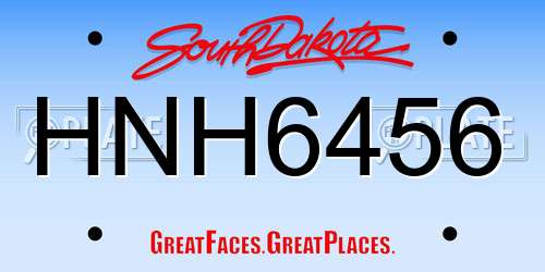 HNH6456 South Dakota License Plate