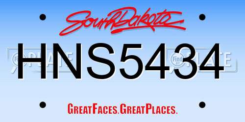 HNS5434 South Dakota License Plate
