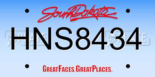 HNS8434 South Dakota License Plate