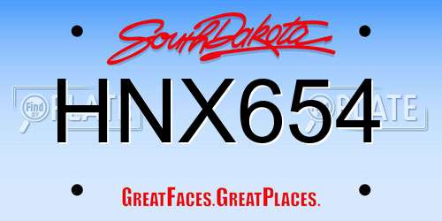 HNX654 South Dakota License Plate
