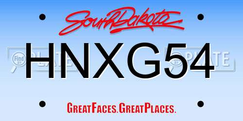 HNXG54 South Dakota License Plate