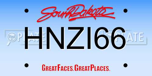 HNZI66 South Dakota License Plate