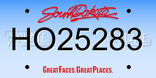 HO25283 South Dakota License Plate
