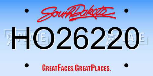 HO26220 South Dakota License Plate