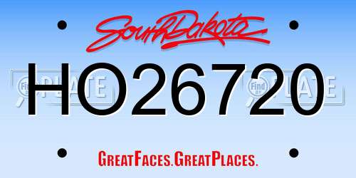 HO26720 South Dakota License Plate