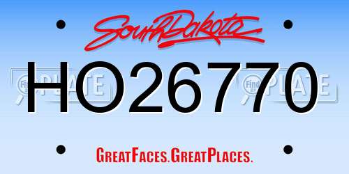 HO26770 South Dakota License Plate