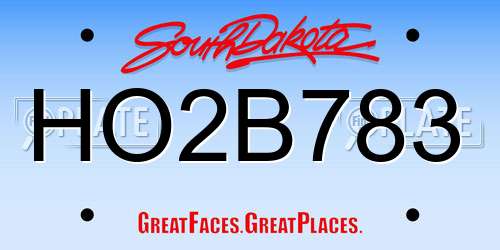 HO2B783 South Dakota License Plate