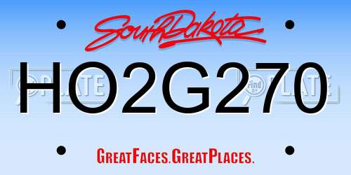 HO2G270 South Dakota License Plate