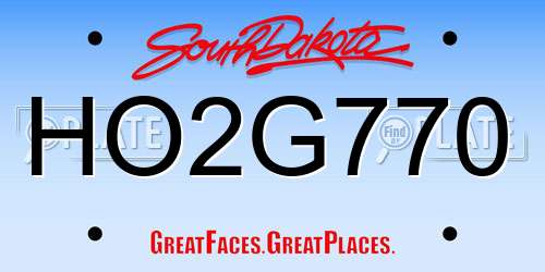 HO2G770 South Dakota License Plate