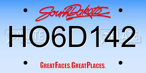 HO6D142 South Dakota License Plate