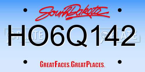 HO6Q142 South Dakota License Plate