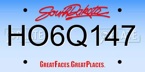 HO6Q147 South Dakota License Plate