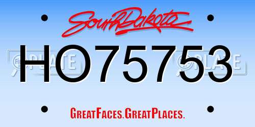 HO75753 South Dakota License Plate
