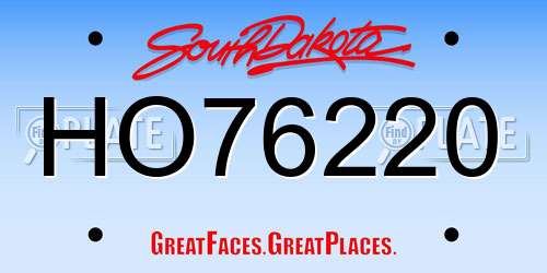 HO76220 South Dakota License Plate