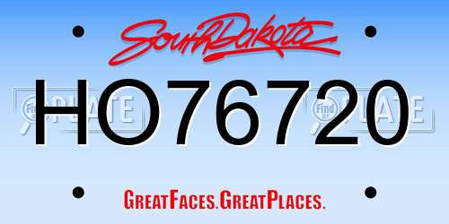 HO76720 South Dakota License Plate