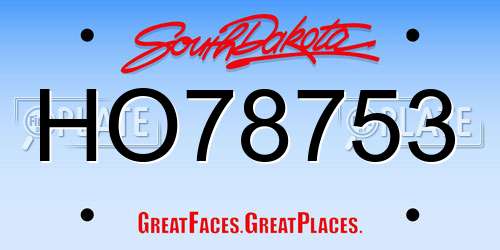 HO78753 South Dakota License Plate