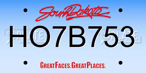 HO7B753 South Dakota License Plate