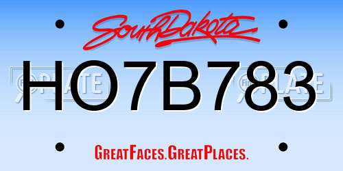 HO7B783 South Dakota License Plate