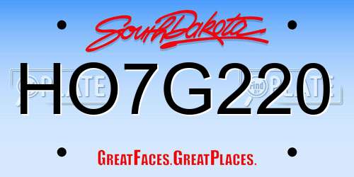 HO7G220 South Dakota License Plate