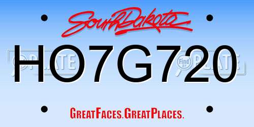 HO7G720 South Dakota License Plate