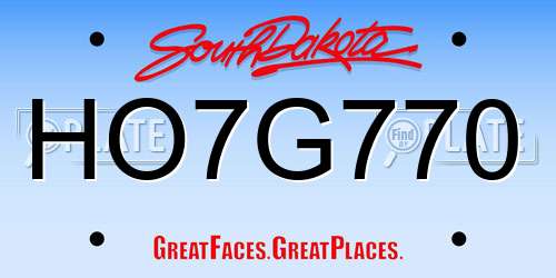 HO7G770 South Dakota License Plate