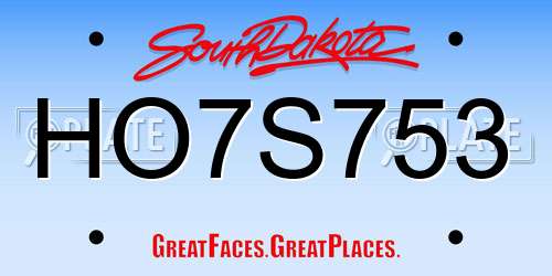 HO7S753 South Dakota License Plate