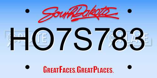 HO7S783 South Dakota License Plate