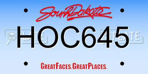 HOC645 South Dakota License Plate