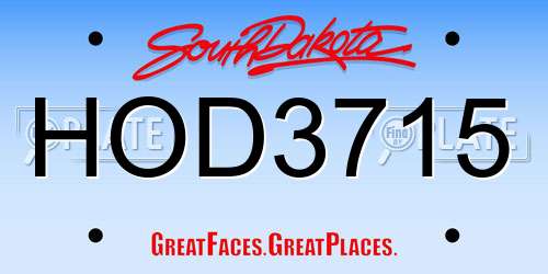 HOD3715 South Dakota License Plate
