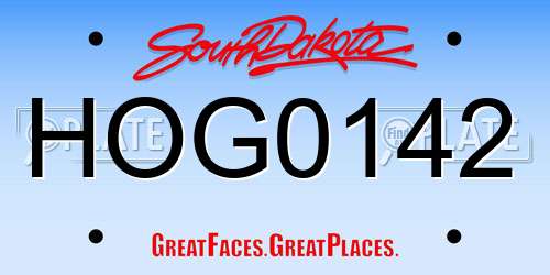 HOG0142 South Dakota License Plate