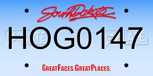 HOG0147 South Dakota License Plate